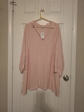 J. Jill Blush Pink Button-Down Tunic Shirt